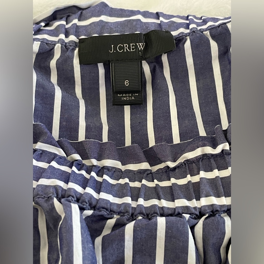 J Crew Women’s Size 6 Blue and White Striped Off The Shoulder Long Sleeve Top - Picture 15 of 16